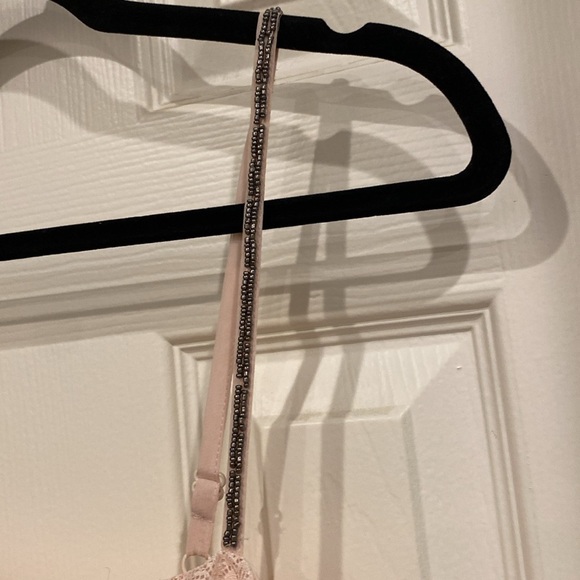 Beautiful Pink Layered Lace Mini DressBlack. Adjustable straps w/Beading detail - Picture 3 of 13